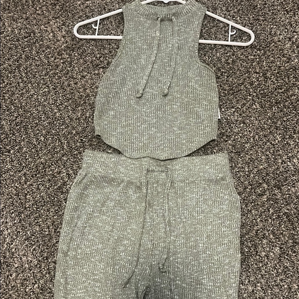 Green Knit Sleeveless Top and Pants Set by Gymshark. Ribbed. Like new condition.